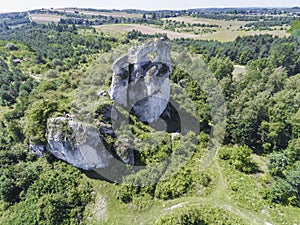 Limestone rock in Jura Krakowsko-Czestochowska. Poland. View fro