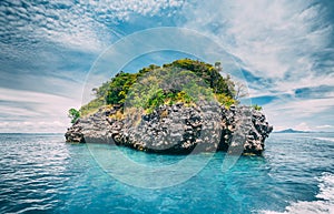 Limestone rock in the ocean. Thailand.