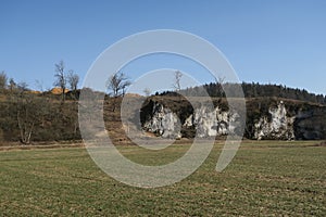 Limestone rocks in the background near Unterschmeien