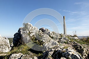 Limestone rocks in nature reserve mountain Zborow in Jura Krakowsko-Czestochowska