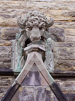 Limestone sculpture of buffalo