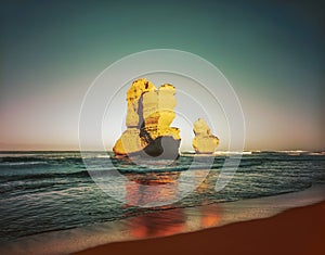 Limestone stacks at Gibson Steps, Great Ocean Road, Victoria, Australia