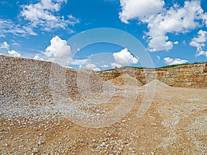 Limestone Stone Quary and an excavator.