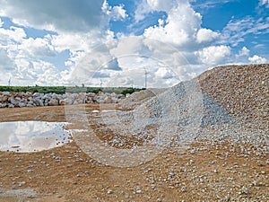 Limestone Stone Quary and an excavator.