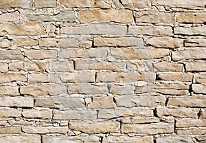 Limestone wall on a bright sunny day