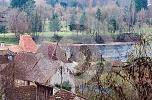 Limeuil, in the Dordogne-PÃ©rigord region in Aquitaine, France. Medieval village with typical houses perched on the hill