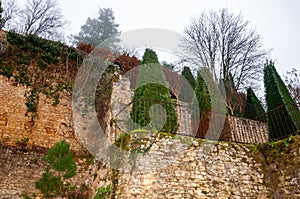 Limeuil, in the Dordogne-PÃ©rigord region in Aquitaine, France. Medieval village with typical houses perched on the hill