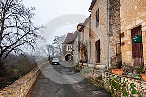 Limeuil, in the Dordogne-PÃ©rigord region in Aquitaine, France. Medieval village with typical houses perched on the hill