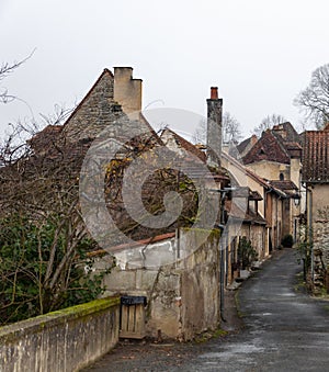 Limeuil, in the Dordogne-PÃ©rigord region in Aquitaine, France. Medieval village with typical houses perched on the hill