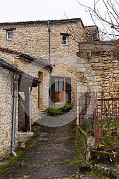 Limeuil, in the Dordogne-PÃ©rigord region in Aquitaine, France. Medieval village with typical houses perched on the hill