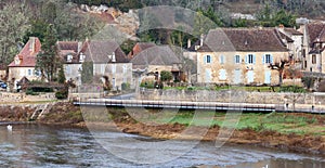 Limeuil, in the Dordogne-PÃ©rigord region in Aquitaine, France. Medieval village with typical houses perched on the hill,