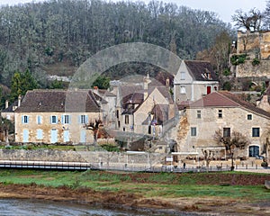 Limeuil, in the Dordogne-PÃ©rigord region in Aquitaine, France. Medieval village with typical houses perched on the hill,