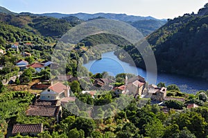 Limia River and Ermelo village Peneda Geres national park, Portugal photo