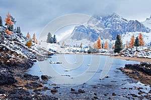 Limides Lake and Mount Lagazuoi, Dolomites