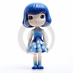 Limited Color Range Figurine With Blue Hair And Polka Dots