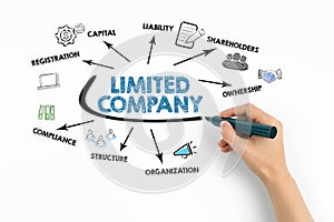 Limited Company Concept. Chart with keywords and icons on white background