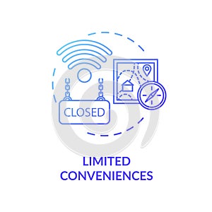 Limited conveniences blue concept icon