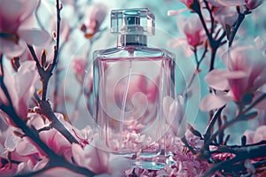 Limited edition glass bottle of perfume enhances relaxation with a wellness-inspired spray of vanilla and sandalwood fragrance photo