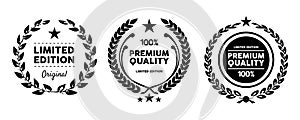 Limited edition premium quality emblem seal circle collection set black and white badge star circle wreath