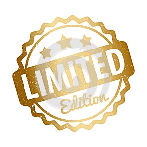 Limited Edition rubber stamp award vector gold on a white background.