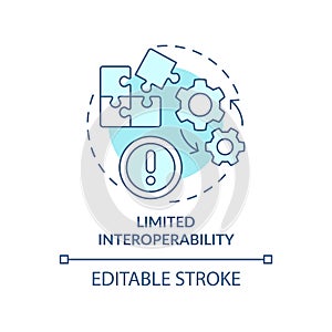 Limited interoperability turquoise concept icon