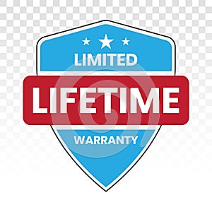 Limited lifetime warranty seal or stamp - flat colour icon for apps or website photo