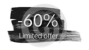 Limited offer banner on black brush stroke