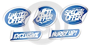 Limited offer, Hot and Special offers, Exclusive, Hurry up - stickers