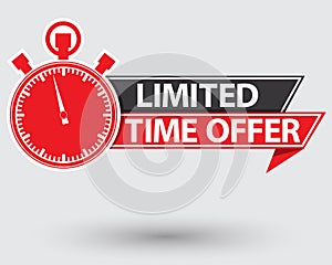 Limited time offer red label, last chance stopwatch , vector illustration