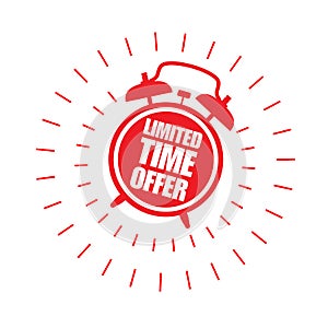 Limited time offer sticker with alarm clock