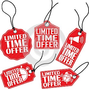 Limited time offer tag set, vector illustration