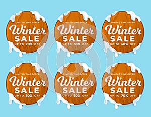 Limited time offer winter sale 20%, 30%, 40%, 50%, 60%, 70% off discount