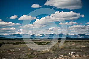 Limitless expanse blue sky and clouds provide vast copy space photo