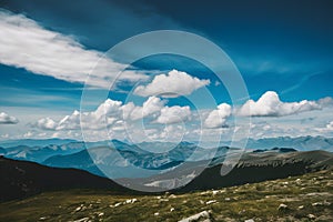 Limitless expanse blue sky and clouds provide vast copy space photo