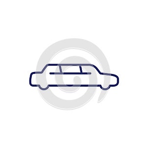 limo car, limousine line icon on white