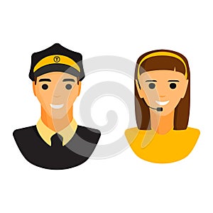 Limo chauffeur taxi driver and dispatcher woman character vector.