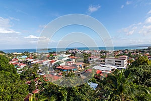 Limon Costa Rica Coastal Cityscape: Skyline Horizon with Beach and Nature