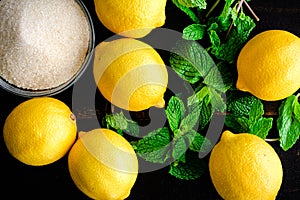 Limonata Turkish Lemonade Ingredients on a Wood Background photo