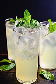 Glasses Limonata Turkish Lemonade with a Mint Garnish photo