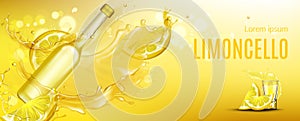 Limoncello bottle and shot glass mock up drink photo