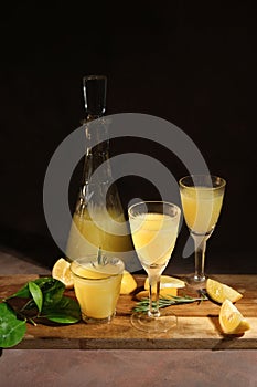 Limoncello. Italian alcoholic lemon beverage.