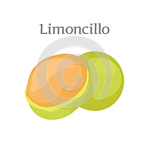 Limoncillo Fruit Whole Cut, Spanish Lime Isolated