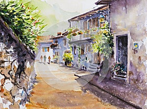 Limone ,Italy watercolors painted.