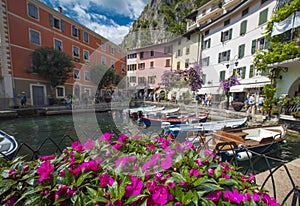 Limone, Lake Garda, Italy, August 2019, view of the small town of Limone