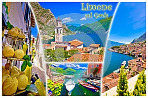 Limone sul Garda collage postcard with label