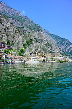 Limone sul Garda - harbour village at Lake Garda with beautiful mountain scenery, Italy - travel destination