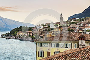 Limone sul Garda village at the lake during a summer sunset