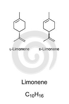 Limonene, chemical structure and formula