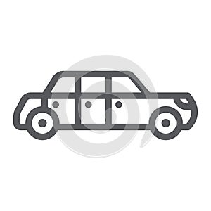 Limousine line icon, luxury and automobile, limo sign, vector graphics, a linear pattern on a white background.