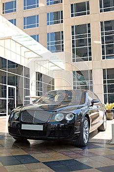 Limousine at parking area of luxury hotel